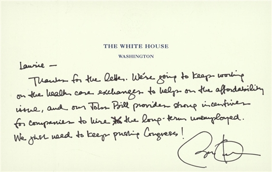 President Barack Obama Signed Handwritten Letter On White House Stationery (JSA)